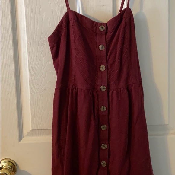 Universal Thread Dresses & Skirts - Burgundy Button-Down Mini Dress with Pockets